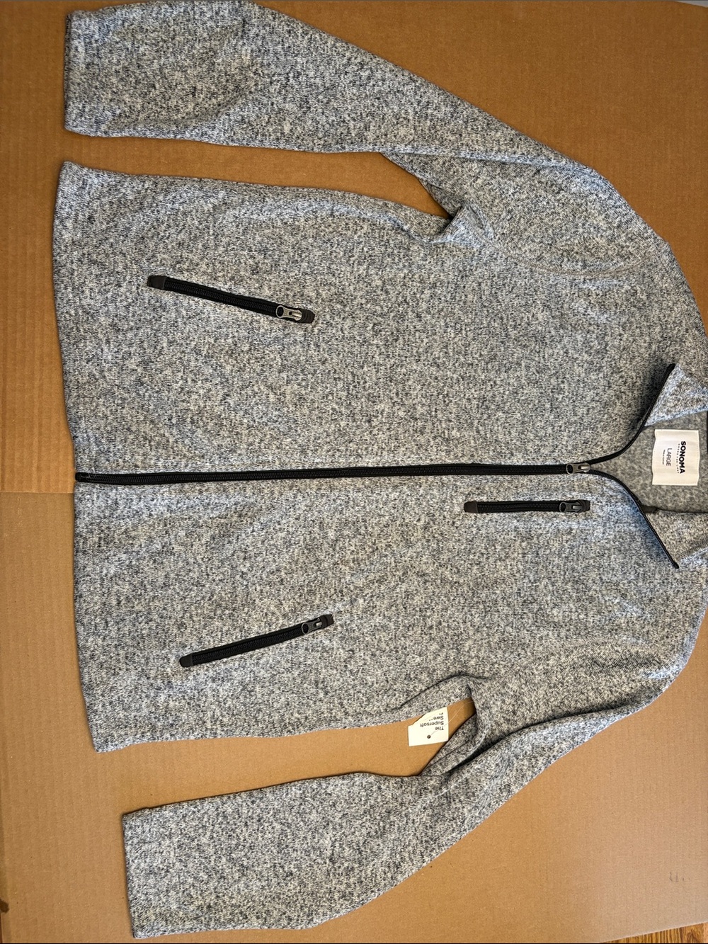 Sonoma Men's Heather Gray Full-Zip Sweater Jacket